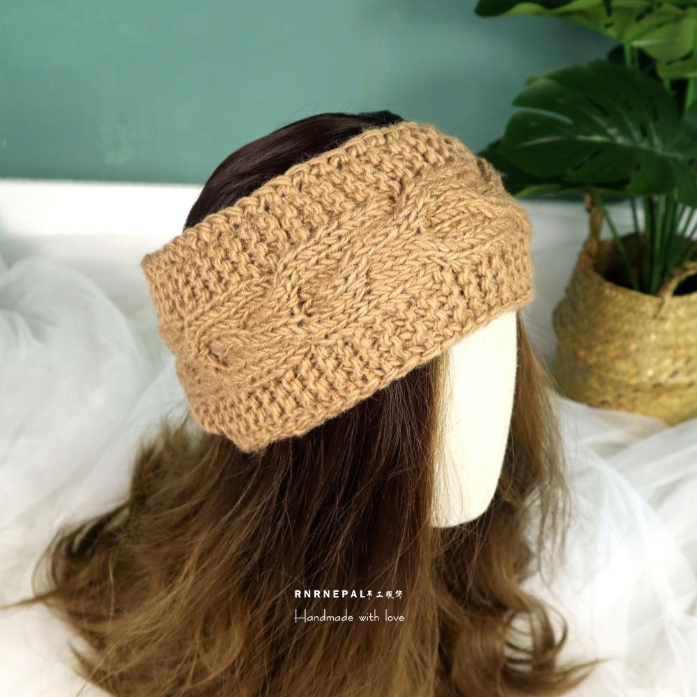 手工针织发带户外纯羊毛纯色毛线发箍定制款女尼泊尔冬保暖发饰男