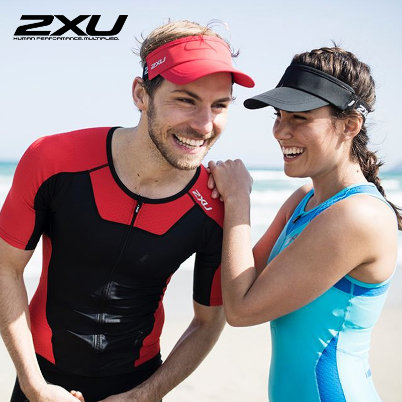 正版2XU Run沙滩速干防晒运动跑步遮阳帽 空顶帽户外帽子夏季男女