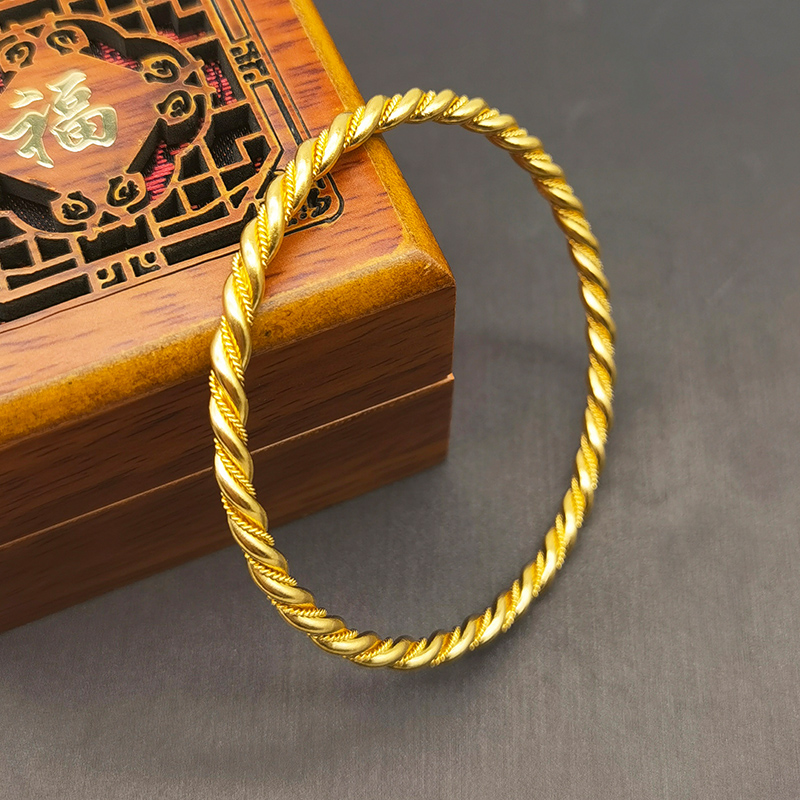 金佰亿古法麻花黄金手镯传承手工支持
