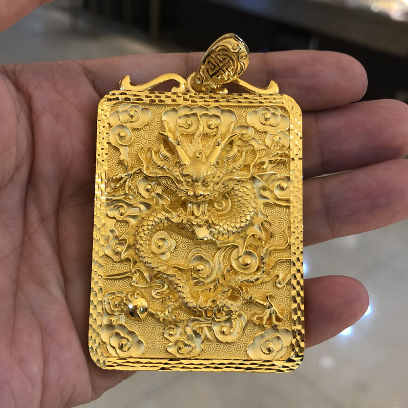 精品龙牌黄金吊坠龙腾四海男士戴霸气足金9999送父亲38女神节礼物
