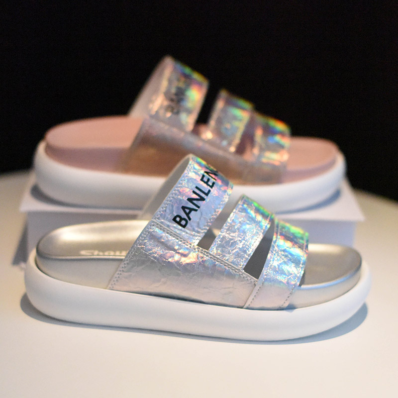 Europe station The thickness of the bottom sandals 2019 new pattern summer Increase Versatile ins Half dragged Lazy manin the Women's Shoes, Slippers category - from Buy2taobao.com to provide professional Taobao agent buy service