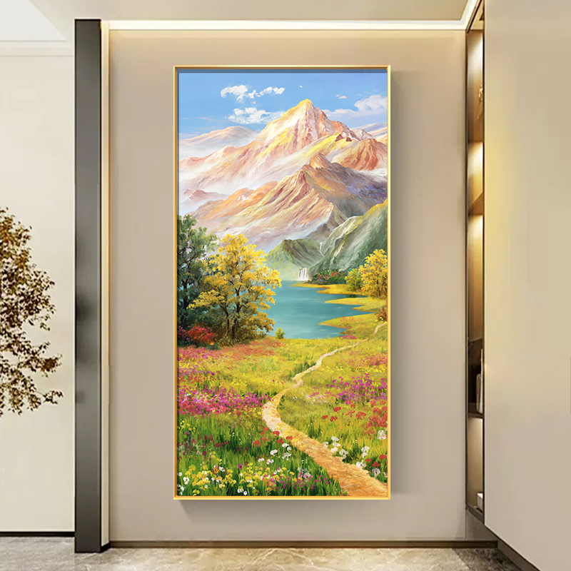 日照金山挂画玄关画油画艺术山水画高级感风景走廊过道装饰正对门