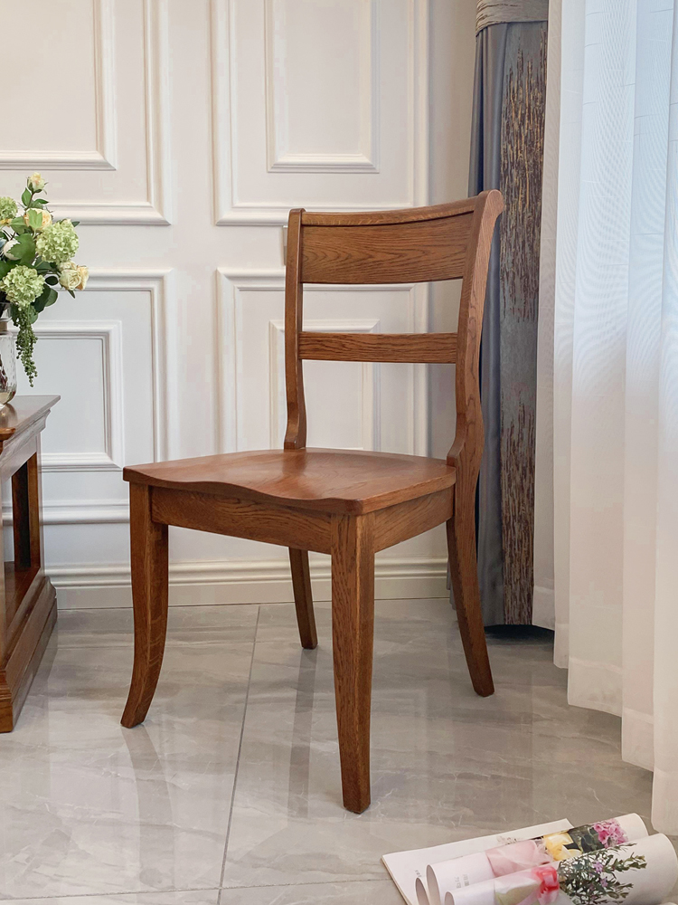 千木家私 美式复古实木椅子简约欧式北美橡木高档书桌椅餐椅