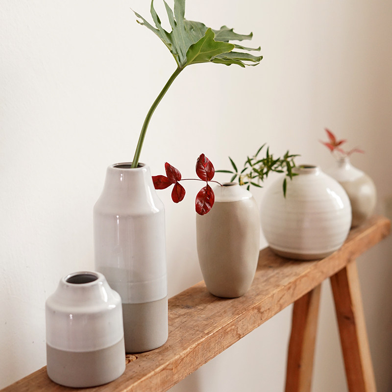 禅意日式陶瓷花器个性创意客厅插花干花小花瓶桌面水培器皿摆件