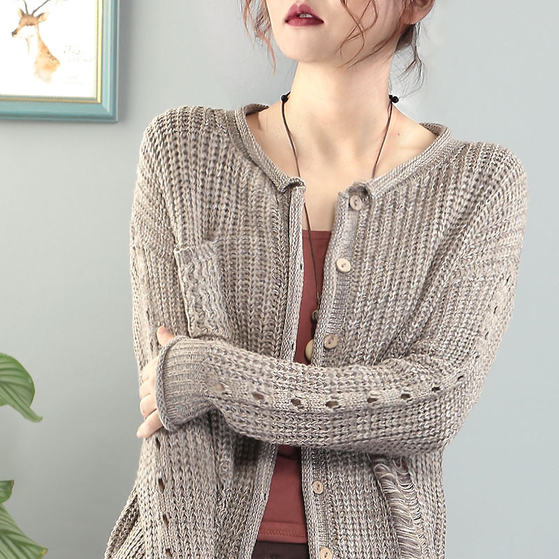 春装新款毛衣开衫外套厚针织开衫粗线休闲毛衣外套时尚宽松蝙蝠袖