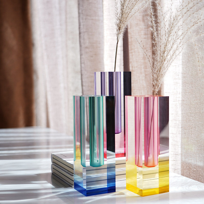 费灵家居北欧现代mellow印象派渐变色花器 简约艺术花瓶