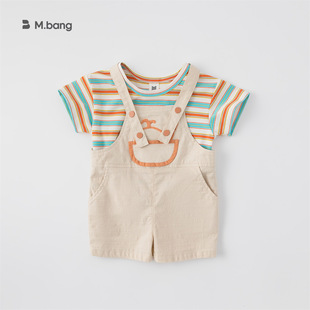babycity2024夏季韩版男童T恤背带裤两件套儿童套装小童XXT-3115