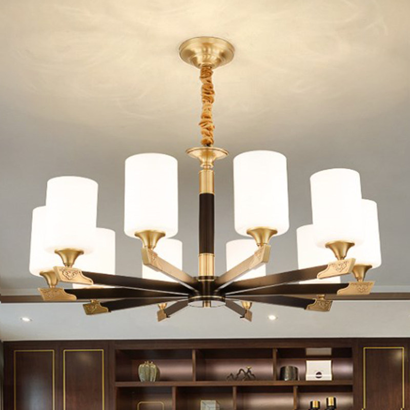 新中式吊灯全铜客厅灯禅意中国风卧室餐厅酒店别墅复式楼大吊灯具