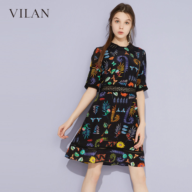 女装/女士精品连衣裙更新时间:2022年02月14日vilan/慧兰短袖连衣裙女