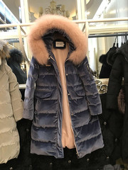 欧洲站冬装2016新款韩版大毛领丝绒羽绒服女中长款加厚宽松外套潮