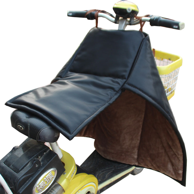 电动车挡风被冬季分体PU皮加绒加厚保暖防水电瓶自行车护腿挡风罩