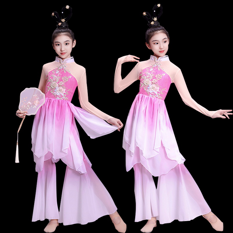 2023新款古典舞中国风伞舞古风舞蹈服演出服儿童飘逸扇子舞表演服