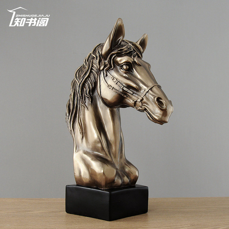 冷铸铜马头摆件雕塑工艺品办公室客厅书房家居装饰品创意摆设招财