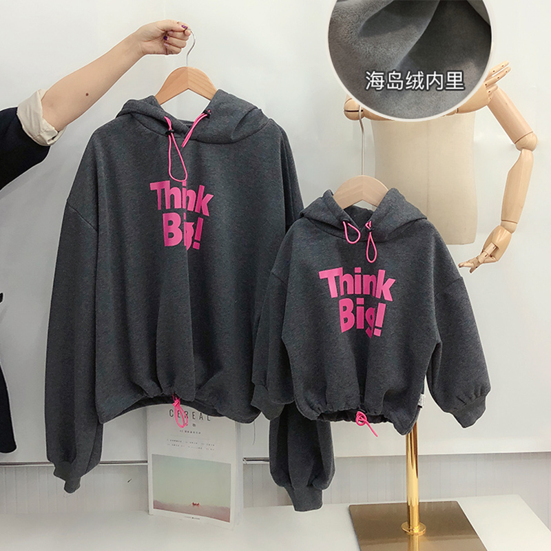 辰妈家婴童装 女童加绒卫衣潮酷儿童亲子卫衣母女装洋气冬装上衣|ruв категории Детская одежда, свитер/свитер - от Buy2taobao.com для оказания профессиональной услуги покупки агента Taobao
