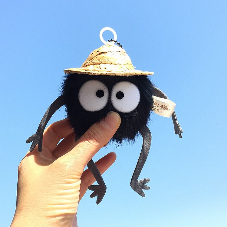 驱霉运卡通草帽小煤球黑炭灰尘精灵书包挂件钥匙扣布偶饰