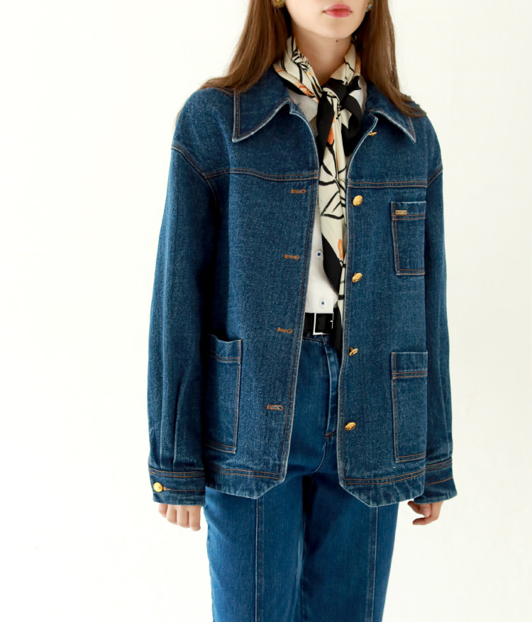 raynag芮纳纪丹宁蓝超帅牛仔夹克秋季新款百搭休闲牛仔外套女