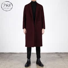 2016冬季新款韩版毛呢大衣男中长款宽松加厚呢子羊绒外套加长时尚
