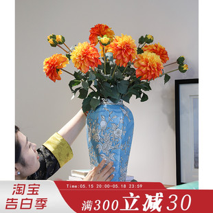 青花瓷陶瓷花瓶客厅玄关插花水培干花假花桌面装饰品新中式摆件