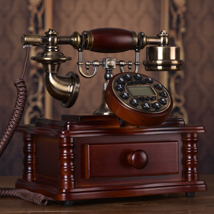 蒂雅菲欧式美式复古电话机实木座机仿古古董家用时尚创意固定电话