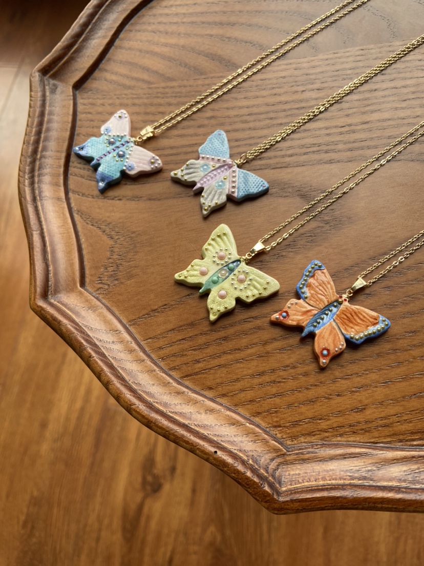 微亮的星个性设计手作复古蝴蝶系列精致独特设计项链时尚饰品首饰