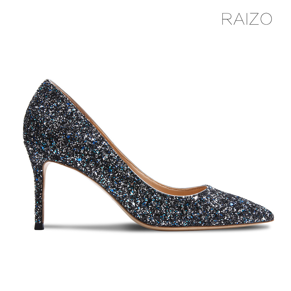 raizo 海蓝之谜亮片格利特 高跟鞋尖头细跟 舒适真皮大底手工女鞋