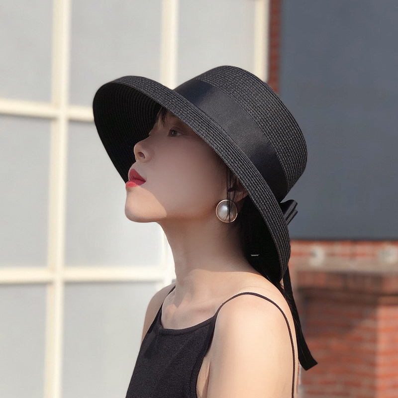 英伦风礼帽女赫本风复古气质草帽法式平顶礼貌春夏款帽2021年新款