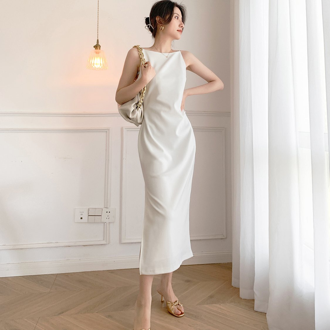 白色雪纺连衣裙女夏