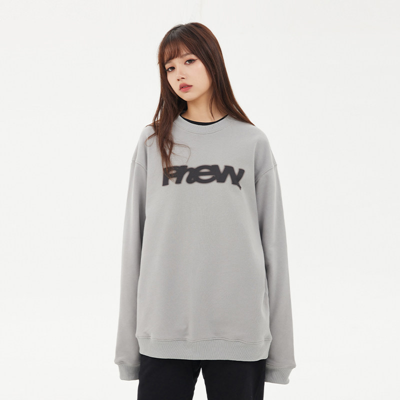 phew美式幻影字母印花圆领卫衣男女春季新款情侣潮流上衣宽松衣服