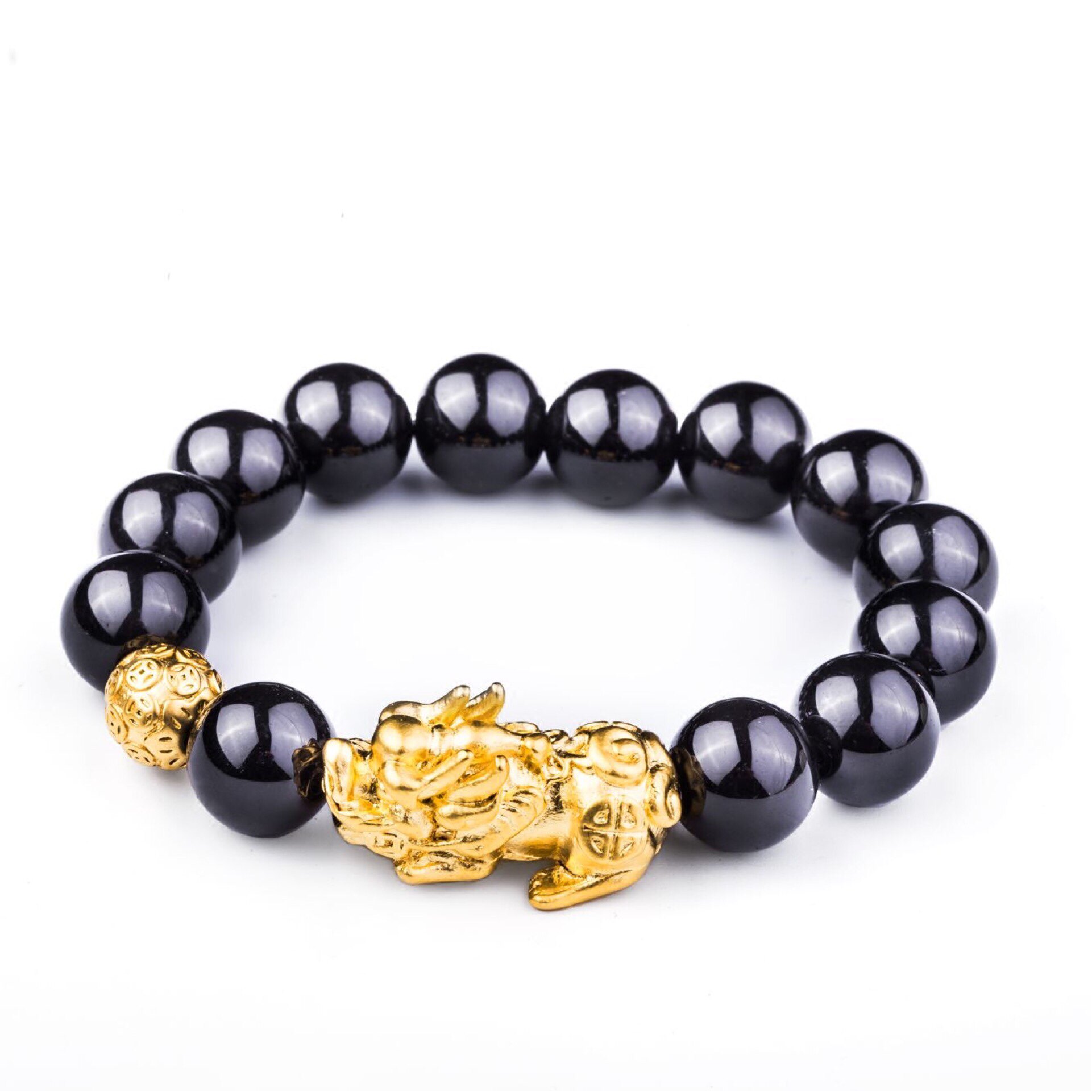 沙金貔貅手链同款转运珠黑曜石黑玛瑙六字真言佛珠男女款配饰手串 8