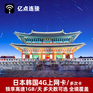亿点日韩通用电话卡4G上网卡可选2G无限流量1/5/6/7/30天济州岛
