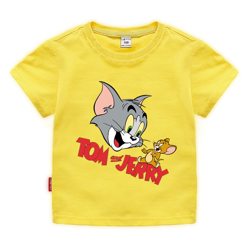 猫和老鼠衣服男童短袖t恤夏季洋气纯棉儿童夏装女童上衣童装潮衫