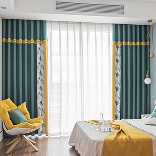 窗帘成品遮光卧室客厅飘窗 2021年新款落地挂勾现代灰色北欧布料