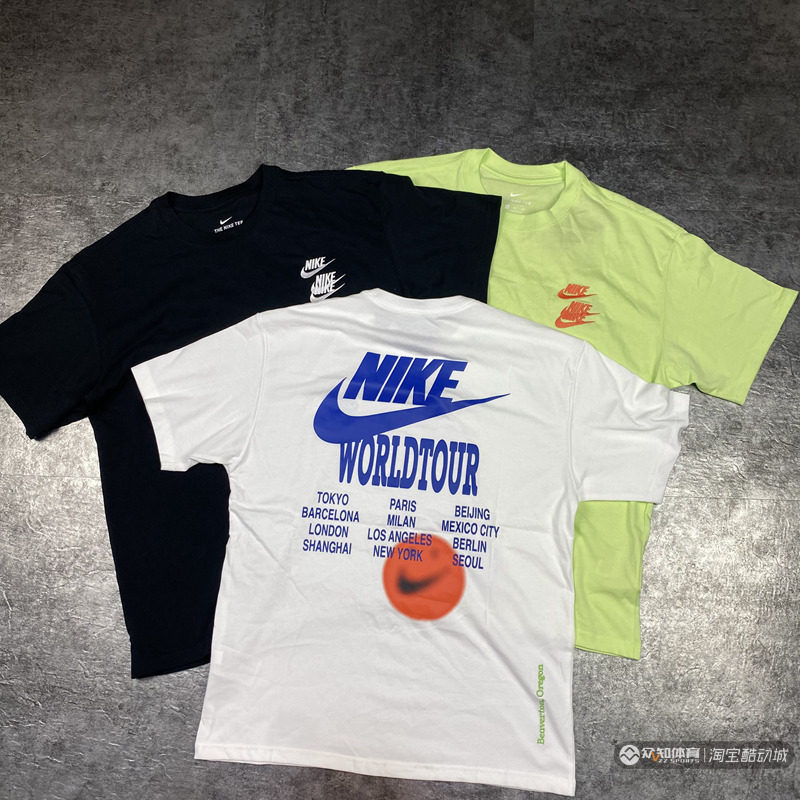 nike/耐克短袖男夏季复古三勾刺绣情侣款圆领大码半短袖t恤da0990