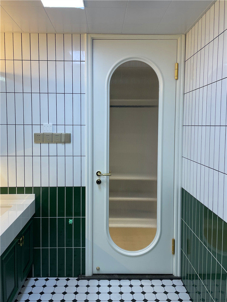 圣德科长虹玻璃圆弧形房门卫生间卧室书房平开套装实木烤漆门