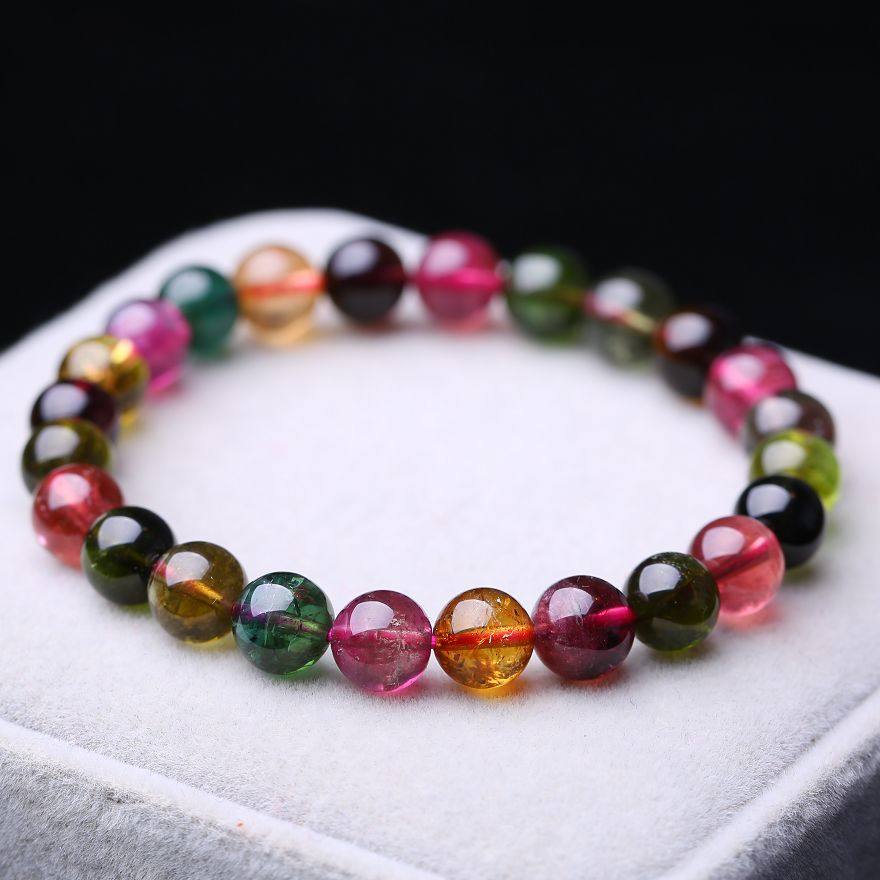 艳丽碧玺手链 17.63克 火彩超美 珠宝手串