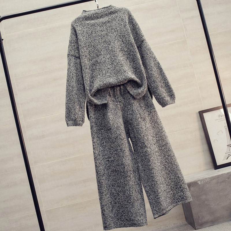 特价针织毛衣套装九分阔腿裤两件套