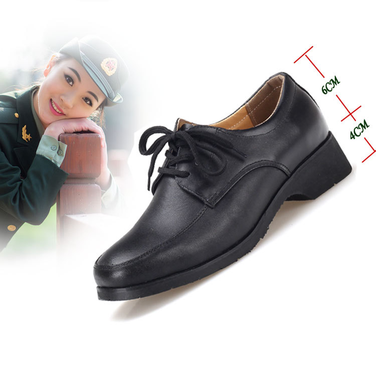 强人3515春秋女士皮鞋低帮黑色休闲皮鞋系带工装鞋制式皮鞋职业皮