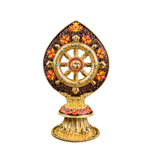 大宝轮可转动藏传佛教用品密宗法器轮王七政宝吉祥宝轮供具摆件 券