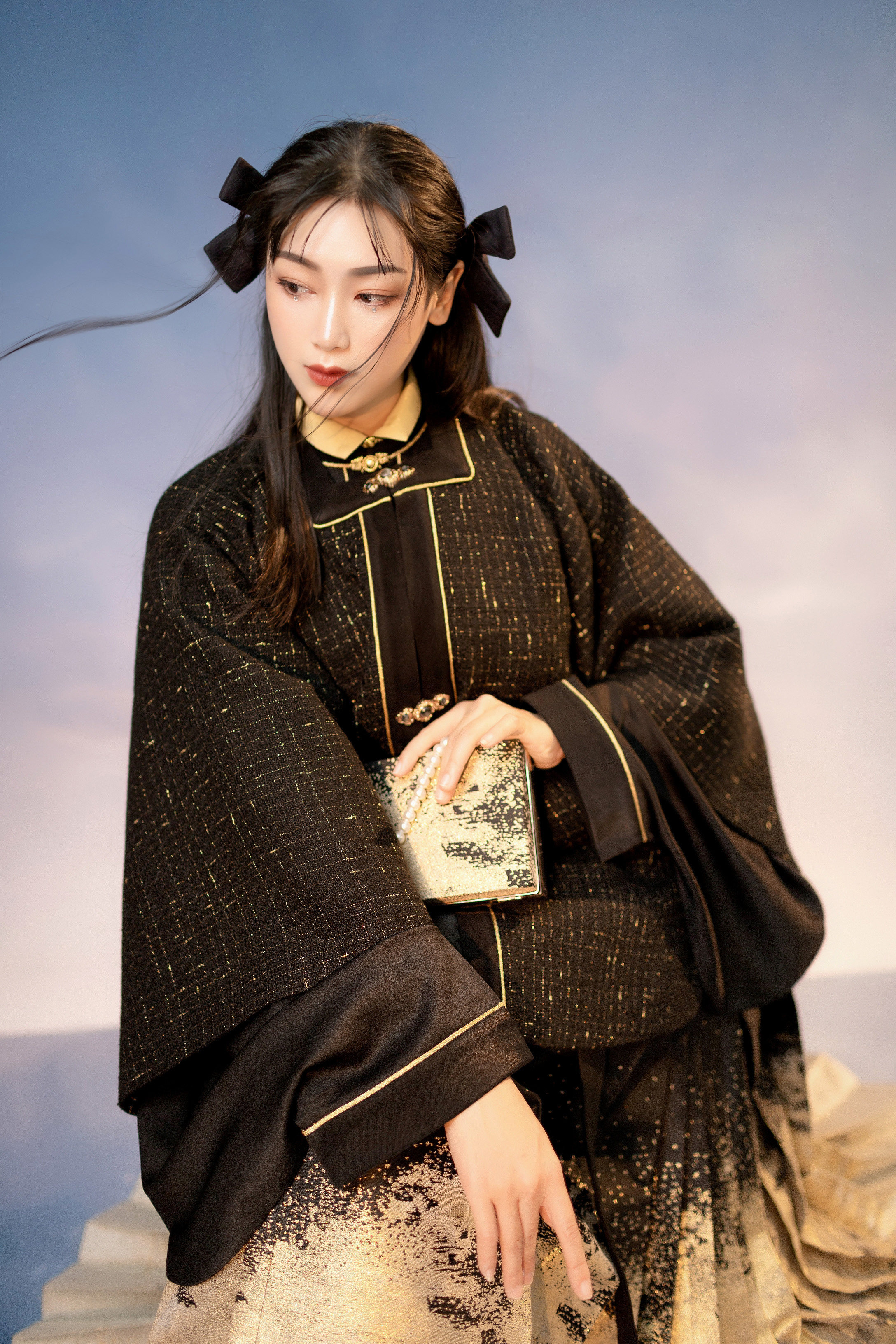 拟梦 逐月 改良明制方领半臂半袖秋冬汉服外套搭月生春江国风上衣