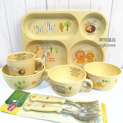 韩国代购 玉米材质儿童餐具 碗 天然可降解 米色动物园  国内现货