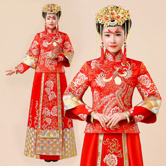 秀禾服结婚敬酒服红色中式新娘礼服复古装旗袍嫁衣长袖秀和服冬