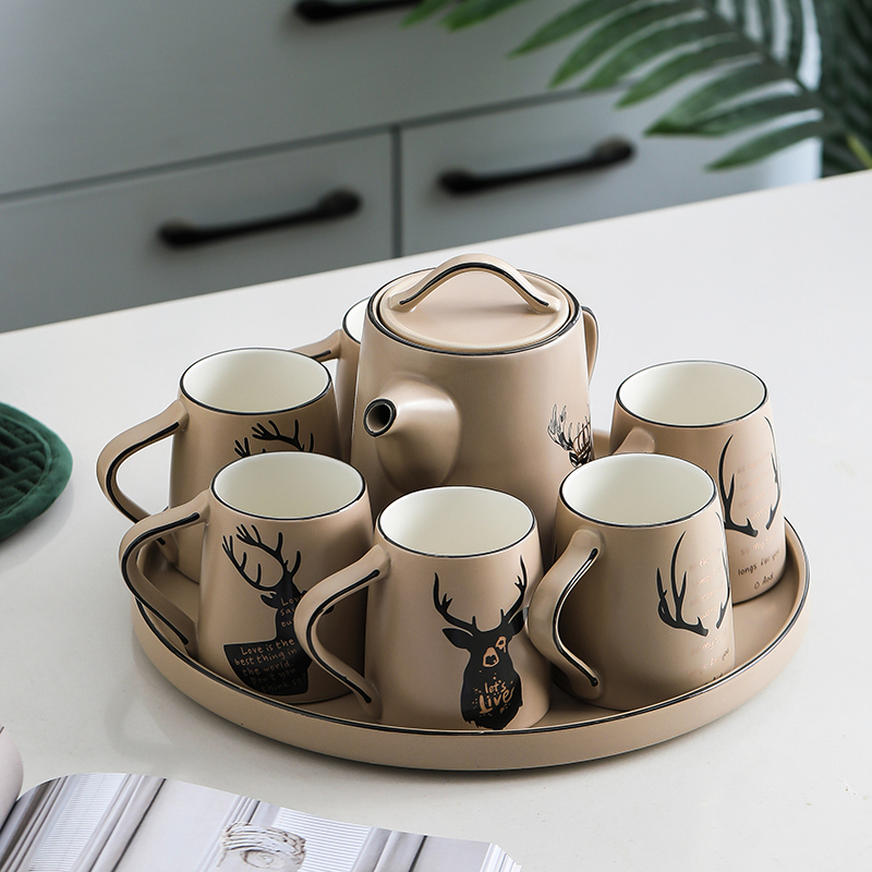 北欧式茶具轻奢陶瓷水具茶壶茶杯家用客厅套装创意喝水杯具套装