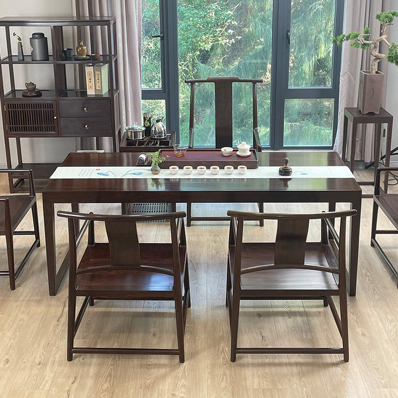 物十雅集高端黑檀木茶桌茶台实木茶桌椅组合新中式功夫泡茶桌新款