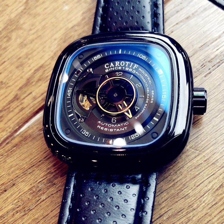 七个黑色星期五手表男正品官网m2方行全自动机械镂空真皮防水潮流