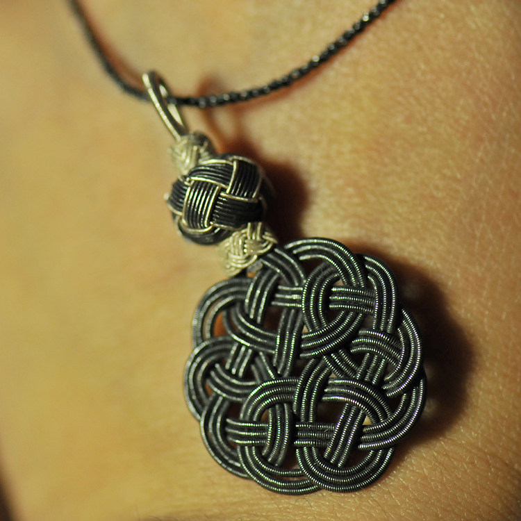 sanat北土耳其特色 999银丝手工编织 中性黑结项链_不打折现价565元