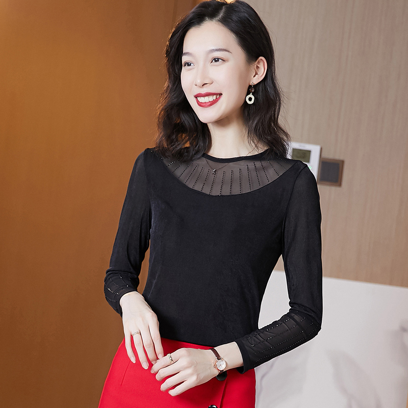 打底衫女春秋洋气内搭长袖冰丝上衣新款韩版时尚百搭显瘦t恤小衫