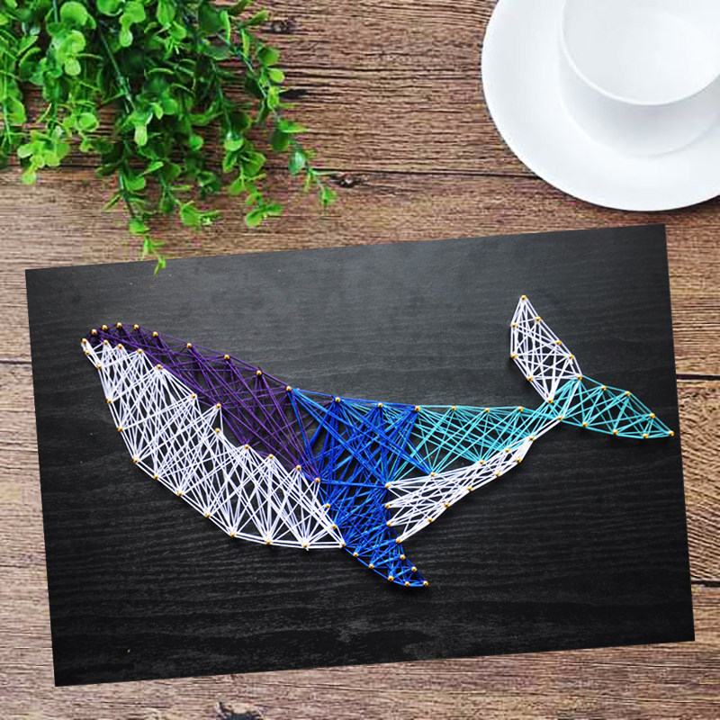 手工钉子绕线画 立体弦丝钉子画diy绕线鲸鱼缠线画材料包生日礼物