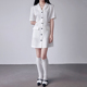GNY通勤OL气质短袖西装裙2024夏款米白色单排扣职业连衣裙2135LQ