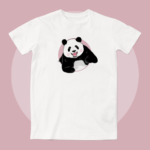 大熊猫梅兰肉肉 一杠A1可爱短袖插画周边文化衫男女卡通百搭T恤
