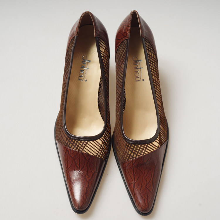 古着鞋vintage女单鞋港风晚晚同款优雅中古鞋古董鞋尖头真皮jh